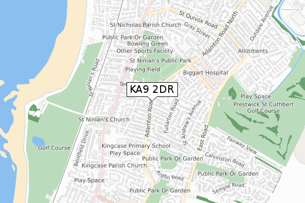 KA9 2DR map - small scale - OS Open Zoomstack (Ordnance Survey)