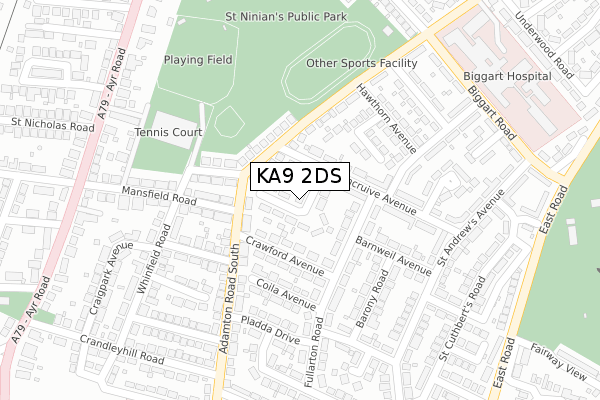 KA9 2DS map - large scale - OS Open Zoomstack (Ordnance Survey)