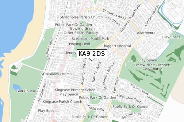 KA9 2DS map - small scale - OS Open Zoomstack (Ordnance Survey)