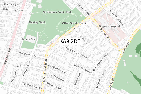 KA9 2DT map - large scale - OS Open Zoomstack (Ordnance Survey)