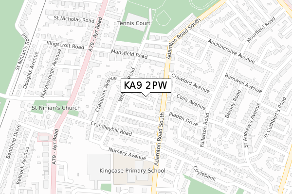 KA9 2PW map - large scale - OS Open Zoomstack (Ordnance Survey)