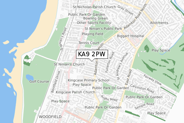 KA9 2PW map - small scale - OS Open Zoomstack (Ordnance Survey)