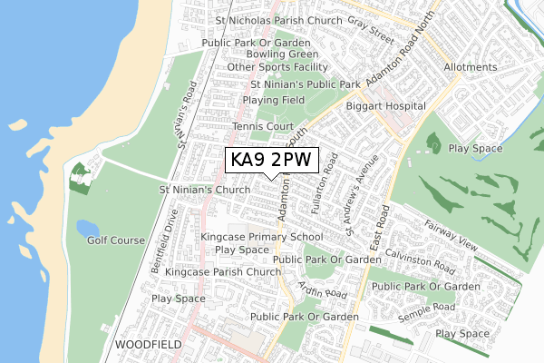 KA9 2PW map - small scale - OS Open Zoomstack (Ordnance Survey) KA9 2PW map - small scale - OS Open Zoomstack (Ordnance Survey)