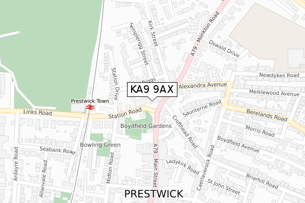 KA9 9AX map - large scale - OS Open Zoomstack (Ordnance Survey)