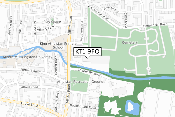 KT1 9FQ map - large scale - OS Open Zoomstack (Ordnance Survey) KT1 9FQ map - large scale - OS Open Zoomstack (Ordnance Survey)