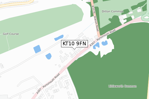 KT10 9FN map - large scale - OS Open Zoomstack (Ordnance Survey)