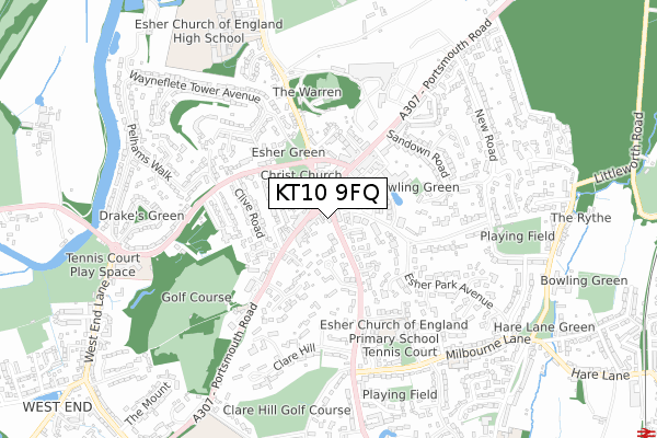 KT10 9FQ map - small scale - OS Open Zoomstack (Ordnance Survey) KT10 9FQ map - small scale - OS Open Zoomstack (Ordnance Survey)