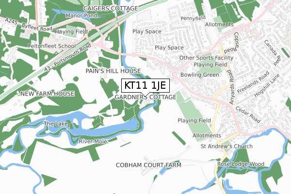 KT11 1JE map - small scale - OS Open Zoomstack (Ordnance Survey) KT11 1JE map - small scale - OS Open Zoomstack (Ordnance Survey)