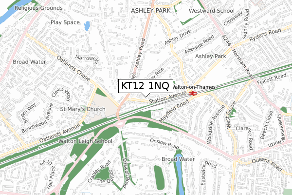 KT12 1NQ map - small scale - OS Open Zoomstack (Ordnance Survey)