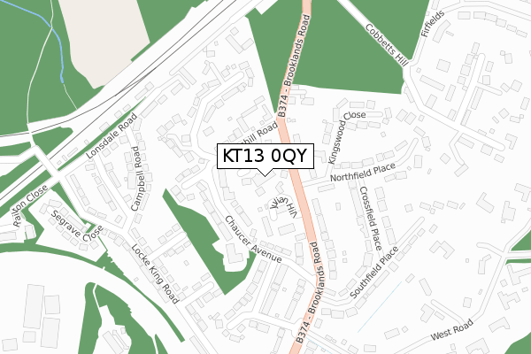KT13 0QY map - large scale - OS Open Zoomstack (Ordnance Survey) KT13 0QY map - large scale - OS Open Zoomstack (Ordnance Survey)