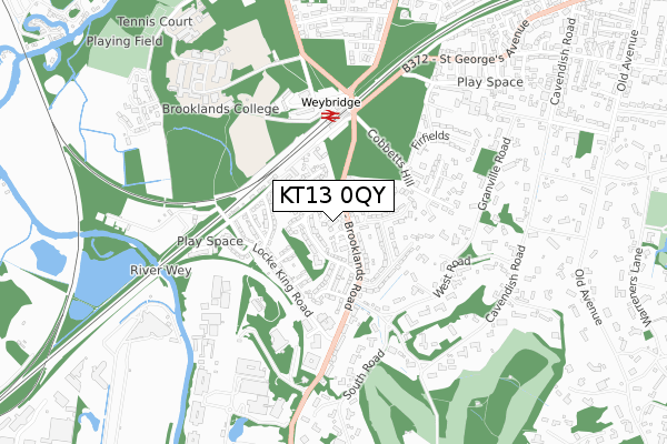 KT13 0QY map - small scale - OS Open Zoomstack (Ordnance Survey) KT13 0QY map - small scale - OS Open Zoomstack (Ordnance Survey)