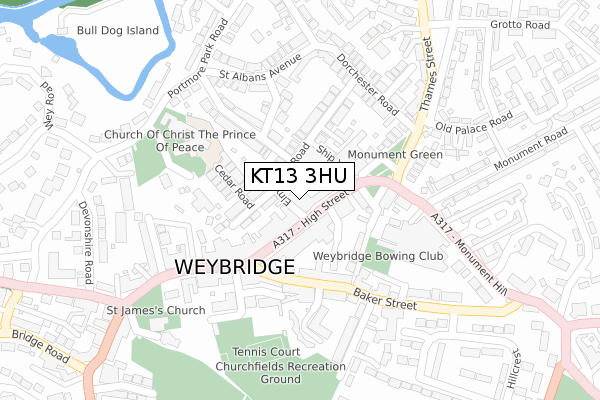 KT13 3HU map - large scale - OS Open Zoomstack (Ordnance Survey) KT13 3HU map - large scale - OS Open Zoomstack (Ordnance Survey)