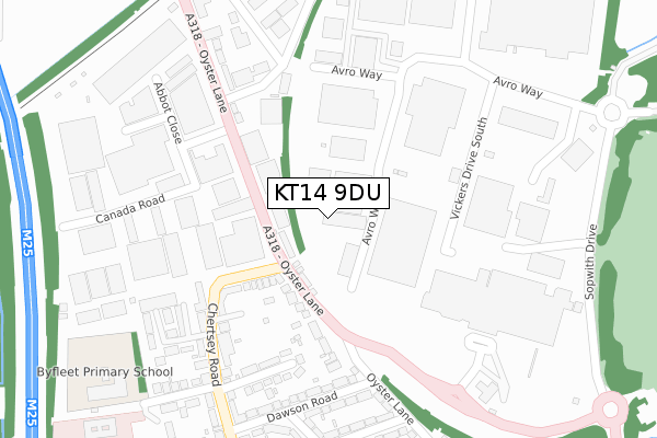 KT14 9DU map - large scale - OS Open Zoomstack (Ordnance Survey)
