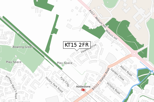 KT15 2FR map - large scale - OS Open Zoomstack (Ordnance Survey)