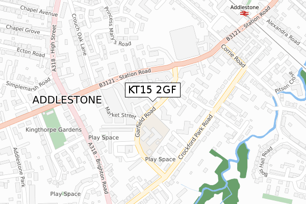 KT15 2GF map - large scale - OS Open Zoomstack (Ordnance Survey)