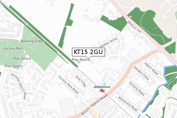 KT15 2GU map - large scale - OS Open Zoomstack (Ordnance Survey)