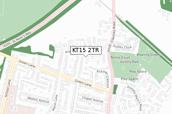 KT15 2TR map - large scale - OS Open Zoomstack (Ordnance Survey)