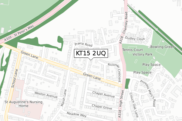 KT15 2UQ map - large scale - OS Open Zoomstack (Ordnance Survey)