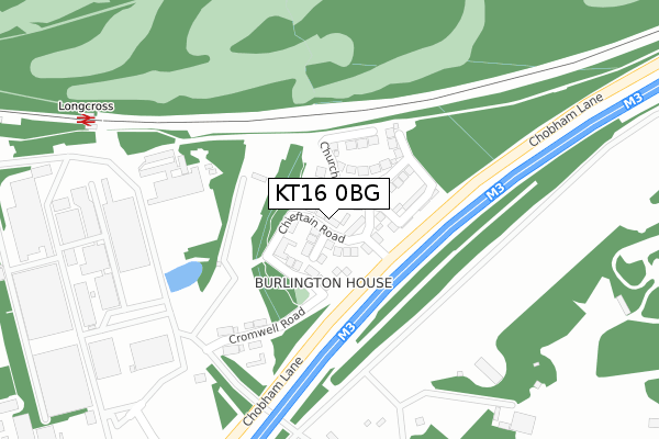 KT16 0BG map - large scale - OS Open Zoomstack (Ordnance Survey)