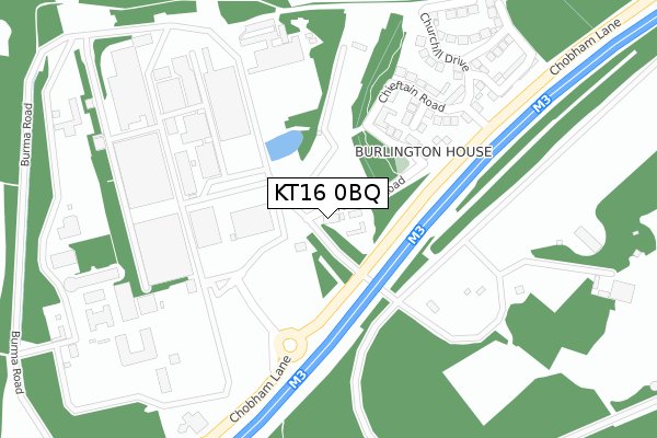 KT16 0BQ map - large scale - OS Open Zoomstack (Ordnance Survey)