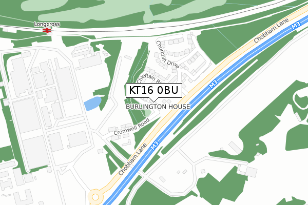 KT16 0BU map - large scale - OS Open Zoomstack (Ordnance Survey)