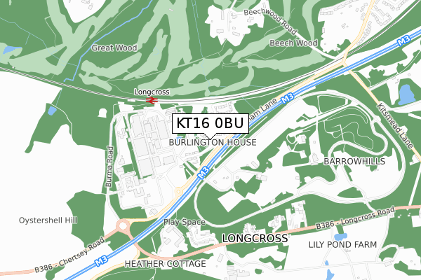 KT16 0BU map - small scale - OS Open Zoomstack (Ordnance Survey) KT16 0BU map - small scale - OS Open Zoomstack (Ordnance Survey)