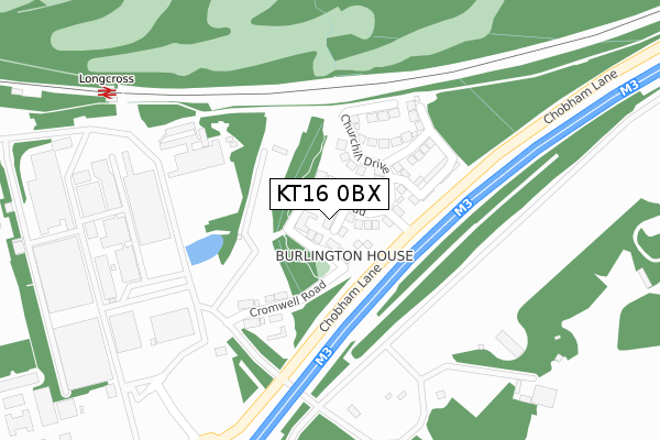 KT16 0BX map - large scale - OS Open Zoomstack (Ordnance Survey)