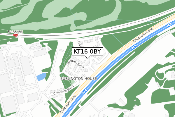 KT16 0BY map - large scale - OS Open Zoomstack (Ordnance Survey)