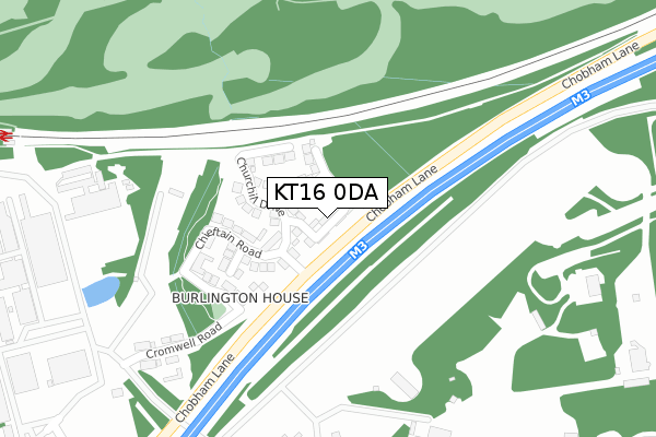 KT16 0DA map - large scale - OS Open Zoomstack (Ordnance Survey)