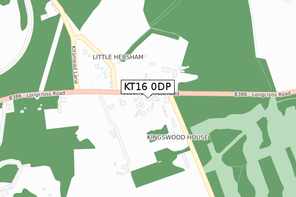 KT16 0DP map - large scale - OS Open Zoomstack (Ordnance Survey)