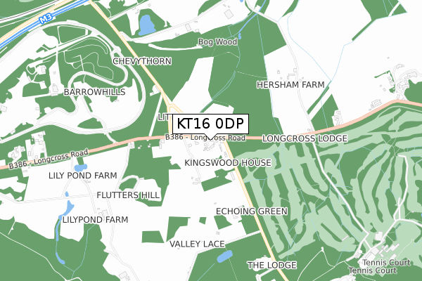 KT16 0DP map - small scale - OS Open Zoomstack (Ordnance Survey)