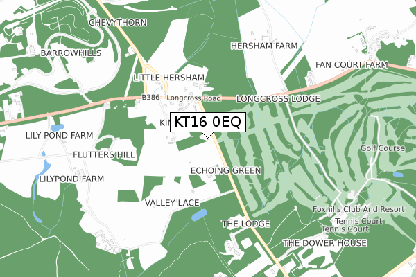 KT16 0EQ map - small scale - OS Open Zoomstack (Ordnance Survey)