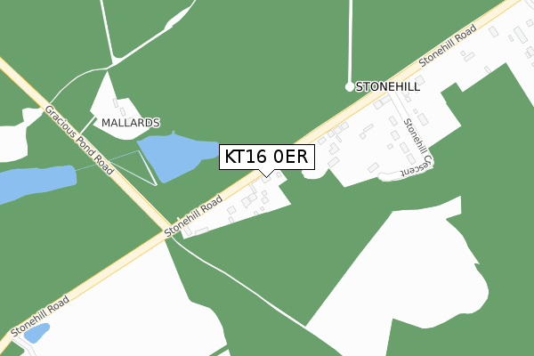 KT16 0ER map - large scale - OS Open Zoomstack (Ordnance Survey)