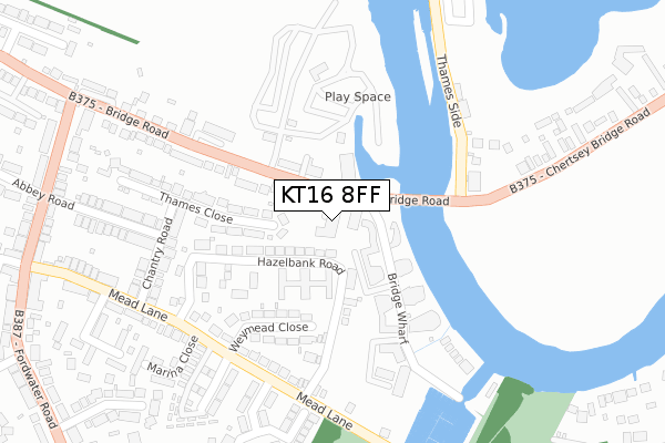 KT16 8FF map - large scale - OS Open Zoomstack (Ordnance Survey)