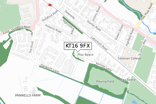 KT16 9FX map - large scale - OS Open Zoomstack (Ordnance Survey)