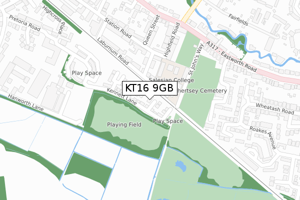 KT16 9GB map - large scale - OS Open Zoomstack (Ordnance Survey)