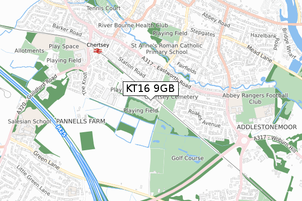 KT16 9GB map - small scale - OS Open Zoomstack (Ordnance Survey)