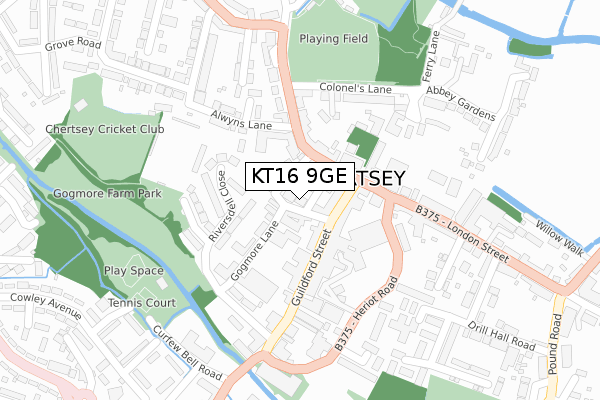 KT16 9GE map - large scale - OS Open Zoomstack (Ordnance Survey)