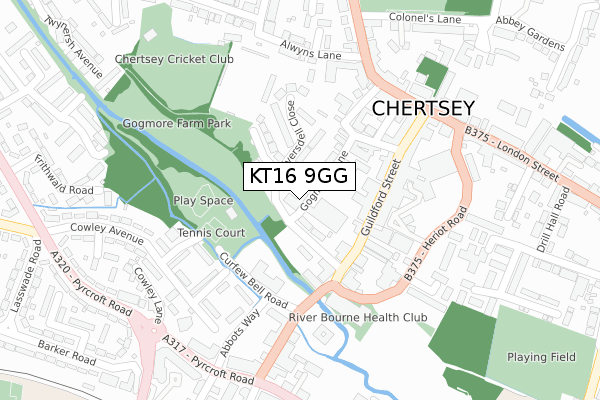 KT16 9GG map - large scale - OS Open Zoomstack (Ordnance Survey)