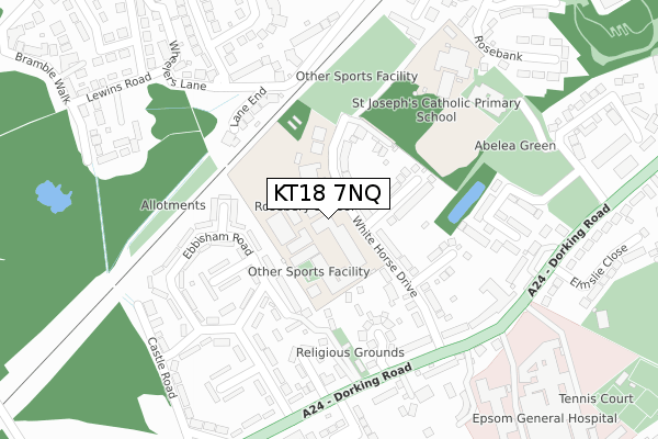 KT18 7NQ map - large scale - OS Open Zoomstack (Ordnance Survey)