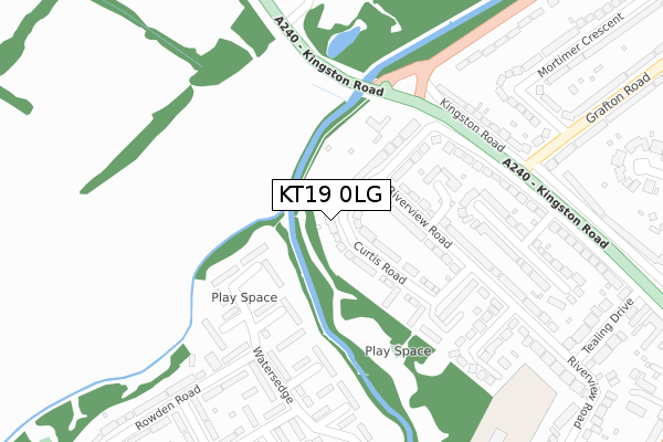 KT19 0LG map - large scale - OS Open Zoomstack (Ordnance Survey)