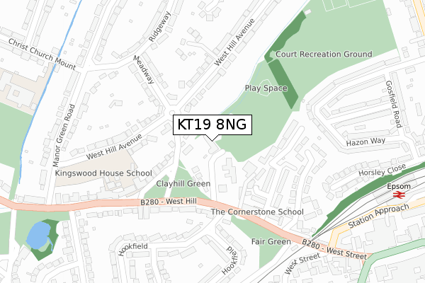 KT19 8NG map - large scale - OS Open Zoomstack (Ordnance Survey) KT19 8NG map - large scale - OS Open Zoomstack (Ordnance Survey)