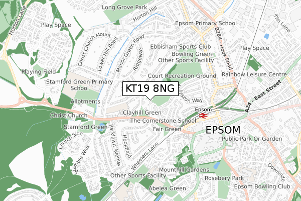 KT19 8NG map - small scale - OS Open Zoomstack (Ordnance Survey) KT19 8NG map - small scale - OS Open Zoomstack (Ordnance Survey)