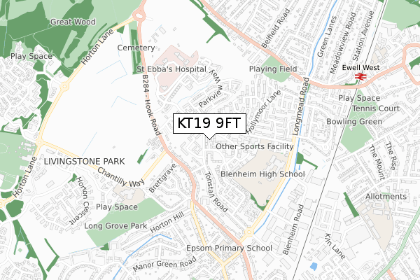 KT19 9FT map - small scale - OS Open Zoomstack (Ordnance Survey) KT19 9FT map - small scale - OS Open Zoomstack (Ordnance Survey)