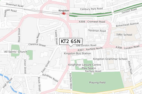 KT2 6SN map - large scale - OS Open Zoomstack (Ordnance Survey)