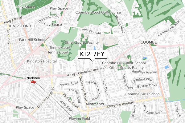 KT2 7EY map - small scale - OS Open Zoomstack (Ordnance Survey) KT2 7EY map - small scale - OS Open Zoomstack (Ordnance Survey)