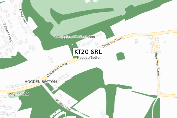 KT20 6RL map - large scale - OS Open Zoomstack (Ordnance Survey)