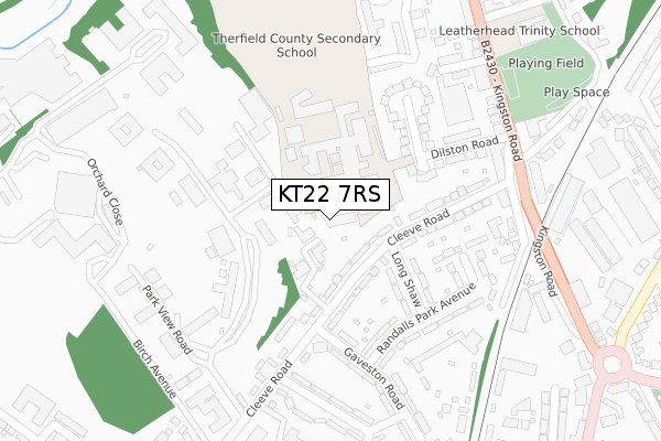 KT22 7RS map - large scale - OS Open Zoomstack (Ordnance Survey)