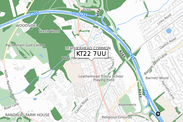 KT22 7UU map - small scale - OS Open Zoomstack (Ordnance Survey) KT22 7UU map - small scale - OS Open Zoomstack (Ordnance Survey)