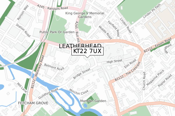 KT22 7UX map - large scale - OS Open Zoomstack (Ordnance Survey)